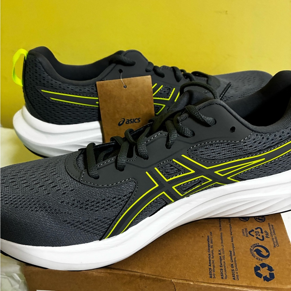 ASICS Mens new Grey/Neon Green - Picture 7 of 10